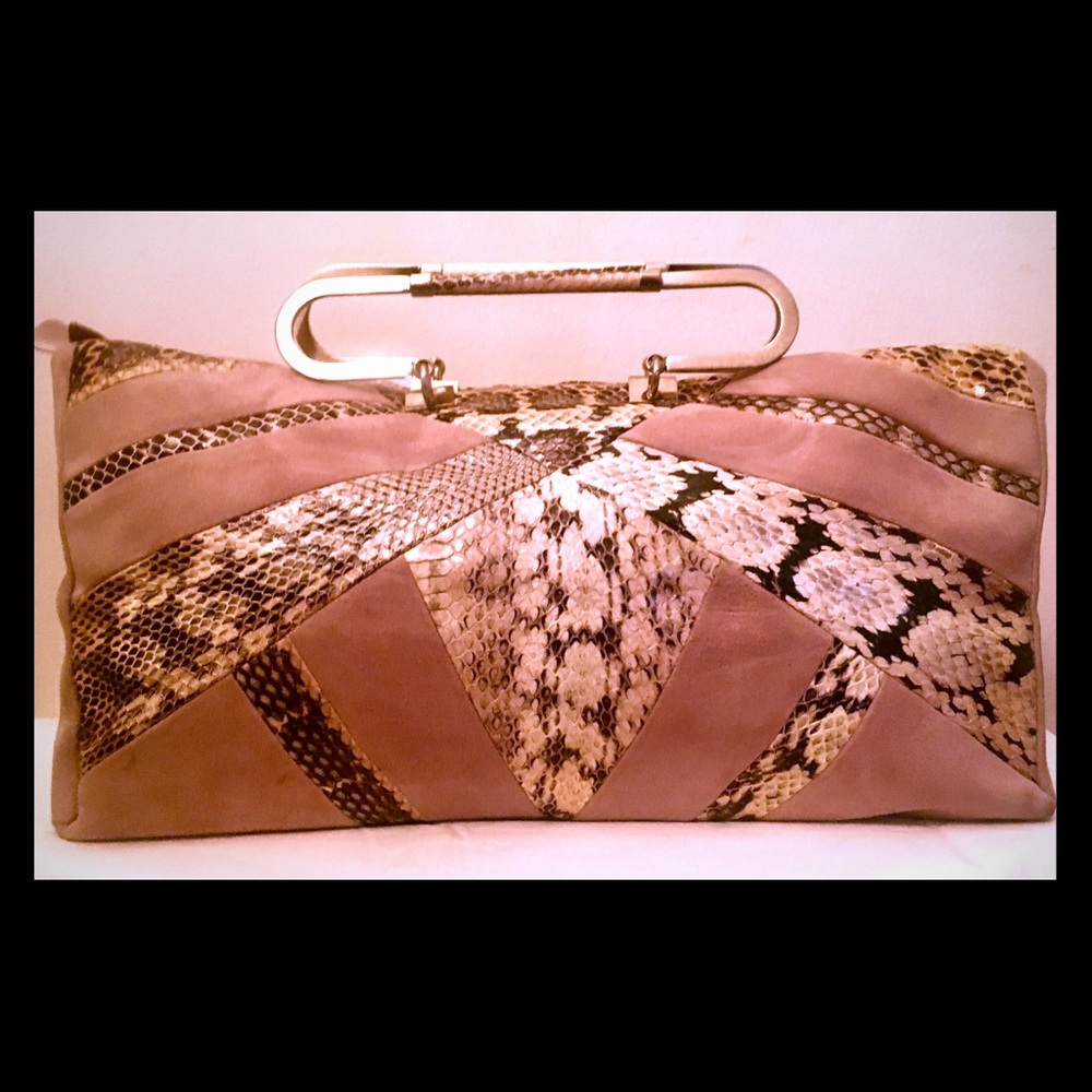 Herve Leger Suede + Snake Oversized Handbag